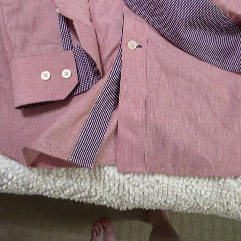 Banana Republic Shirt Adult Small Red Blue & White Plaid Button Up Long Sleeve